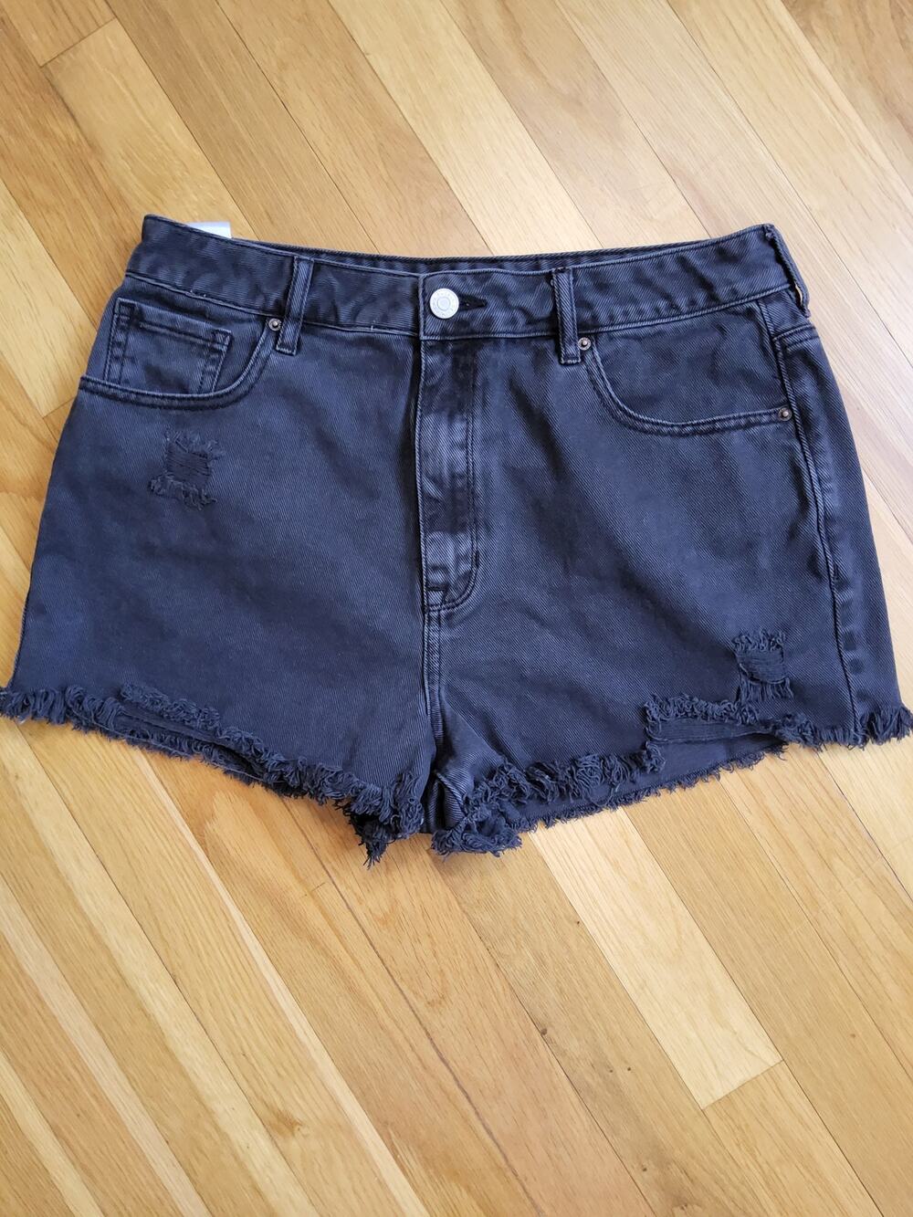 PacSun Distressed Raw Hem Denim Shorts Black Size 30